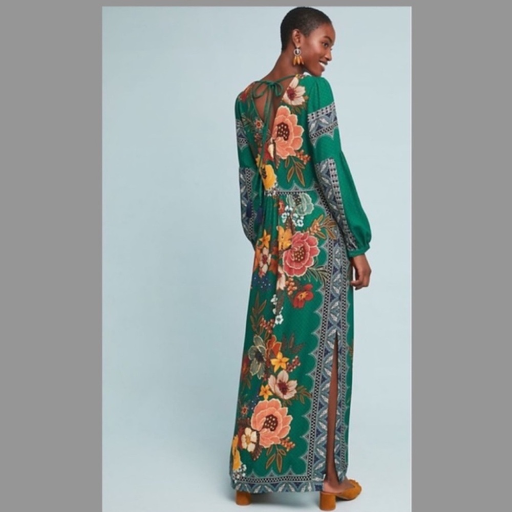 Farm Rio Green Floral Maxi Dress Medium